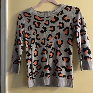 Club Monaco Lina wool gray/coral leopard sweater, women’s xs